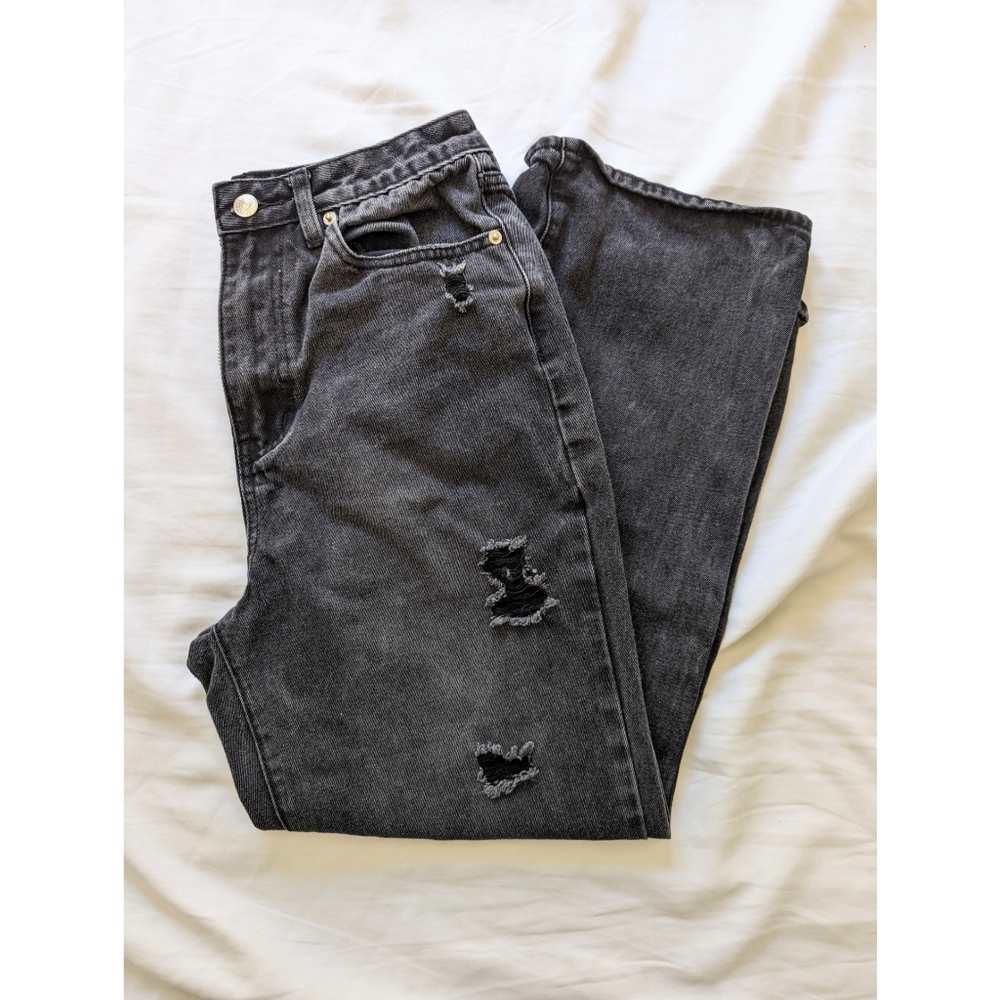 Forever 21 High Waisted Wide Leg Distressed Jeans